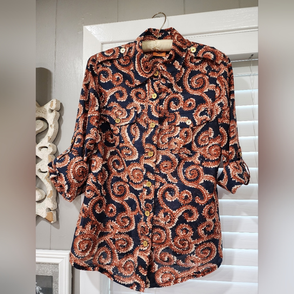 Tory Burch long Sleeve Blouse EUC